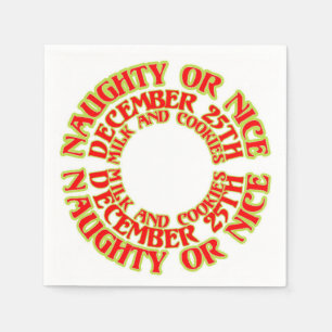 Naughty or Nice December 25th Milk and Cookies Red Napkin