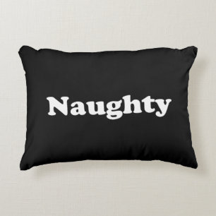 Naughty or Nice, double sided, black white Decorative Cushion