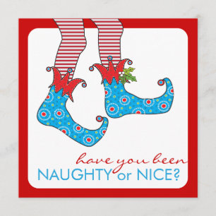 Naughty or Nice Elf Holiday Christmas Party Invitation