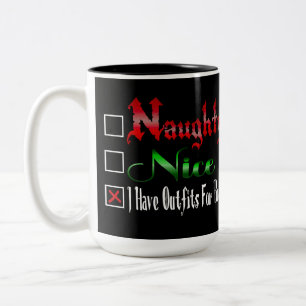 Naughty Or Nice Flirty Black Two-Tone Coffee Mug