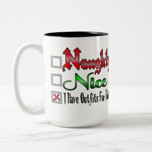 Naughty Or Nice Flirty White Two-Tone Coffee Mug