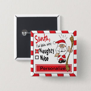 Naughty or Nice Funny Christmas 15 Cm Square Badge