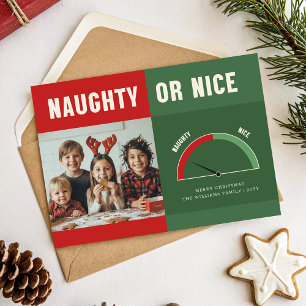 Naughty or Nice Funny Family Kid Photo Christmas Holiday Card