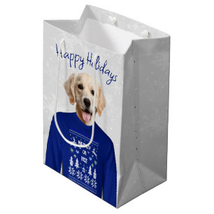 NAUGHTY OR NICE Golden Retriever Medium Gift Bag