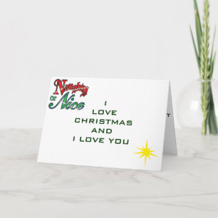 NAUGHTY OR NICE I LOVE YOU AT CHRISTMAS HOLIDAY CARD