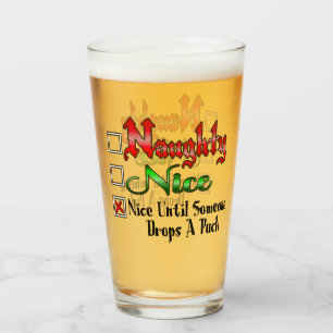 Naughty Or Nice Ice Hockey Fan Edition Glass