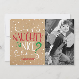 Naughty or Nice Kraft Christmas Holiday Card