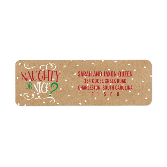 Naughty or Nice Kraft Holiday Return Address Label