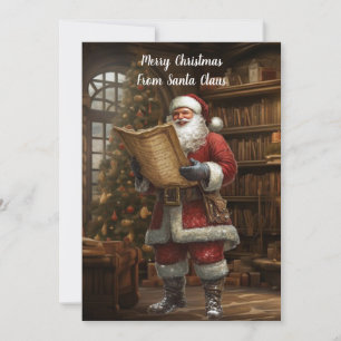 Naughty or Nice List Book Shelf From Santa Claus 9 Holiday Card