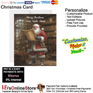 Naughty or Nice List Book Shelf From Santa Claus 9 Holiday Card