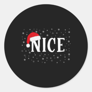 Naughty Or Nice Matching Christmas Couple Costume  Classic Round Sticker