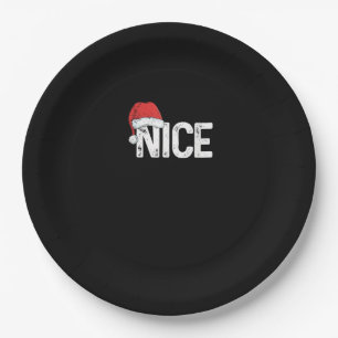Naughty Or Nice Matching Christmas Funny Design Paper Plate
