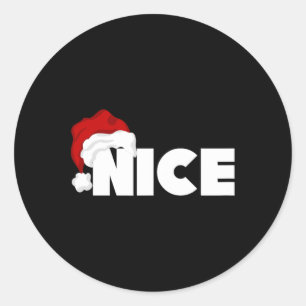 Naughty Or Nice Matching Christmas Funny Santa Classic Round Sticker