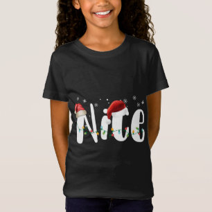 Naughty or Nice Matching Christmas lights Couples  T-Shirt