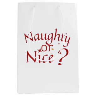 Naughty or Nice? - Playful Holiday Typography Medium Gift Bag
