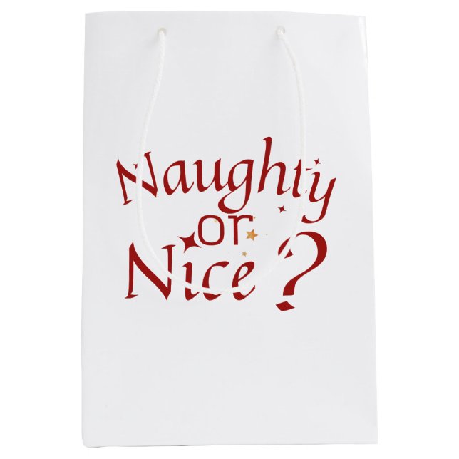 Naughty or Nice? - Playful Holiday Typography Medium Gift Bag (Front)