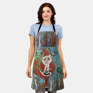 Naughty or Nice Santa and Krampus Art Apron