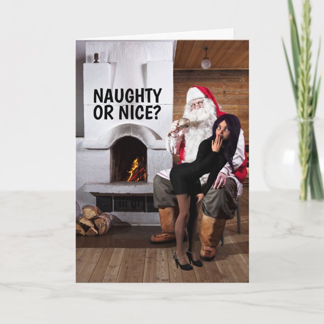 NAUGHTY OR NICE? SANTA CHRISTMAS CARDS FOR HER (Front)