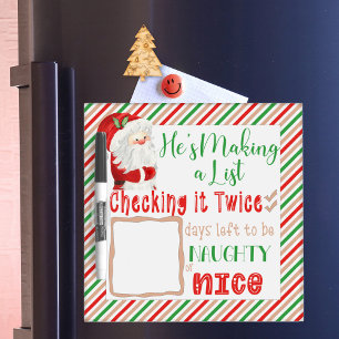 Naughty or Nice Santa Countdown to Christmas Dry Erase Board