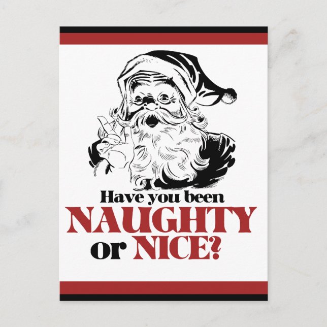 Naughty or Nice Santa Holiday Postcard (Front)