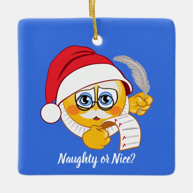 Naughty Or Nice Santa List Emoji Ornament (Front)