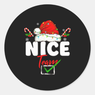 Naughty Or Nice Team Matching Christmas Pajama Men Classic Round Sticker