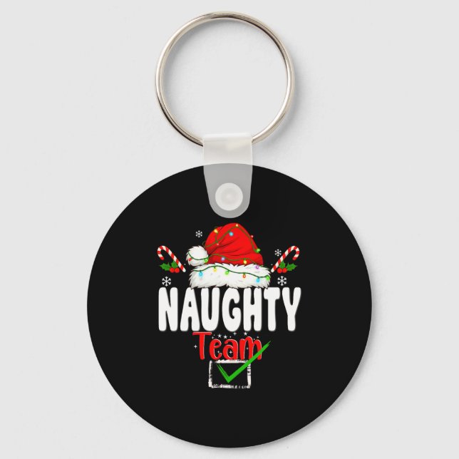 Naughty Or Nice Team Matching Christmas Pajama Men Key Ring (Front)