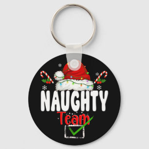 Naughty Or Nice Team Matching Christmas Pajama Men Key Ring