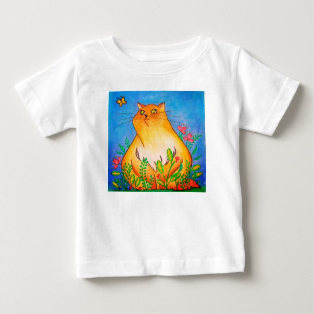 Naughty Orange Cat in Nature Baby T-Shirt (Front)