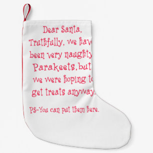 Naughty Parakeets Small Christmas Stocking
