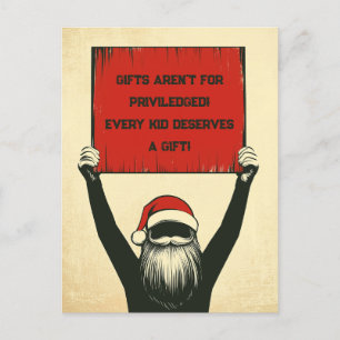 Naughty Person Protesting Santa Holiday Postcard