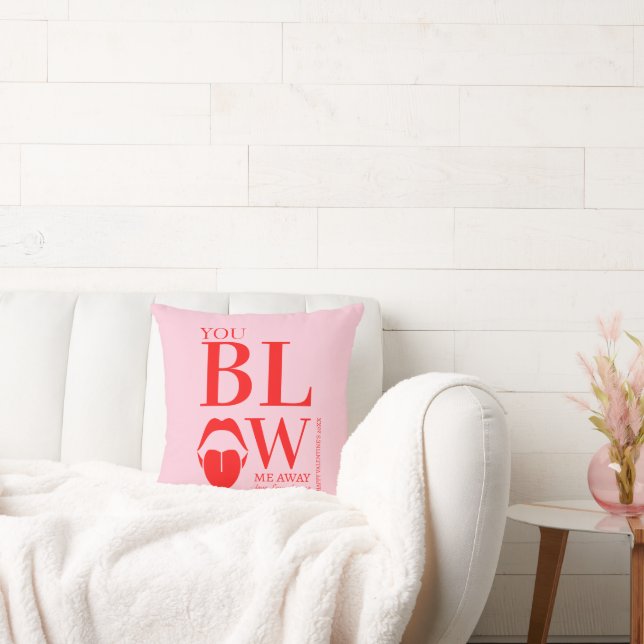 Naughty Pink Red Valentines Day Card Cushion (Couch)