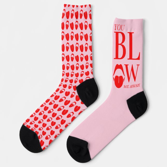 Naughty Pink Red Valentines Day Card Socks (Left)