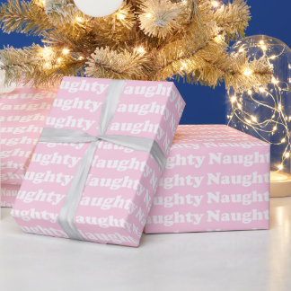 Naughty pink white typography pattern funny cute wrapping paper