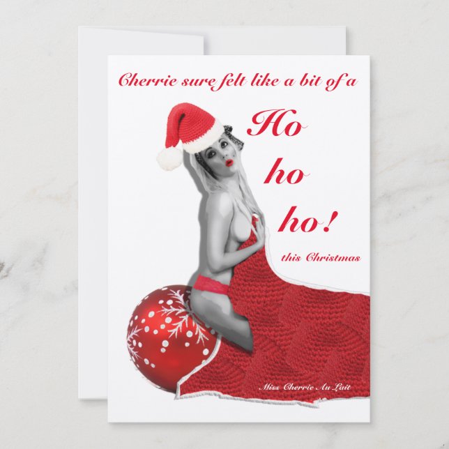 Naughty Pinup Joke Funny Rude FLAT Christmas Card (Front)