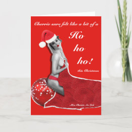 Naughty Pinup Joke Funny Rude Red Christmas Card