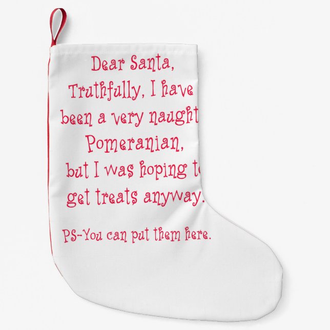 Naughty Pomeranian Small Christmas Stocking (Front)