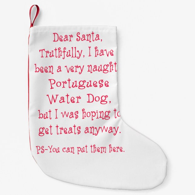 Naughty Portuguese Water Dog Small Christmas Stocking (Front)