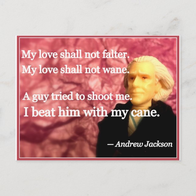 Naughty Presidential Valentine: Jackson's Cane Holiday Postcard (Front)