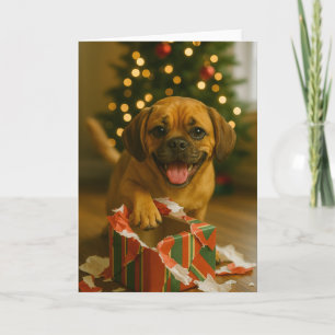 Naughty Puggle Christmas Card