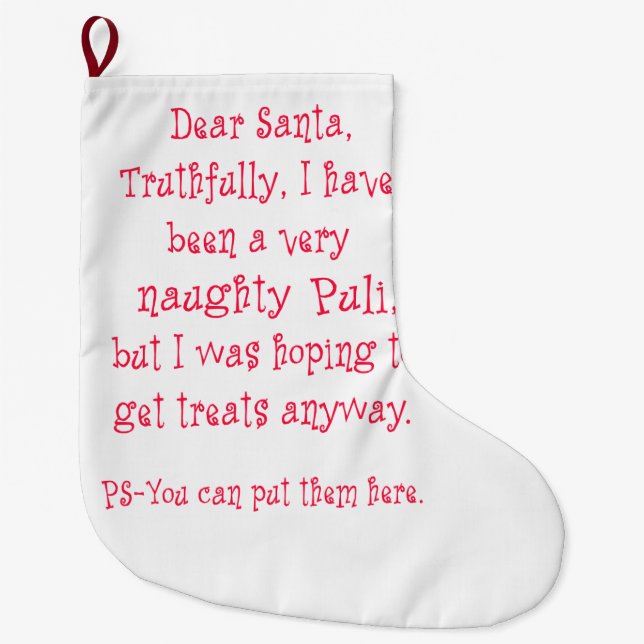 Naughty Puli Large Christmas Stocking (Front)