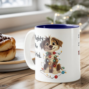 Naughty Puppy Santa Checklist Two-Tone Coffee Mug