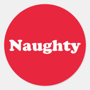 Naughty red and white Christmas Classic Round Sticker