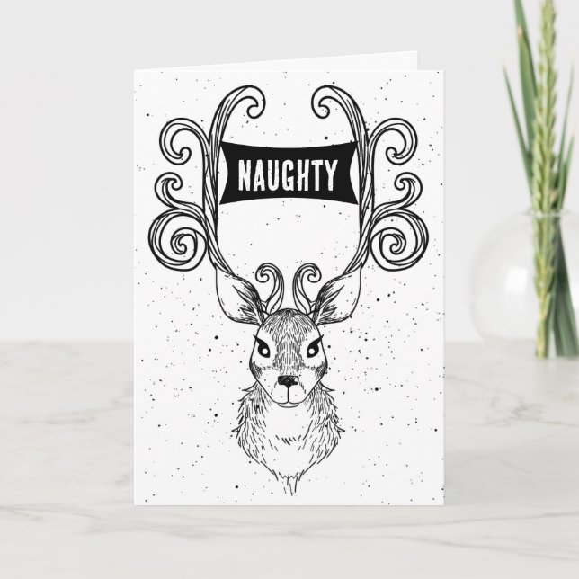 Naughty Reindeer funny Christmas Card (Front)