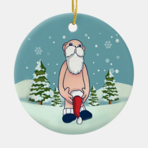 Naughty Santa Decorative Christmas Ceramic Tree Decoration