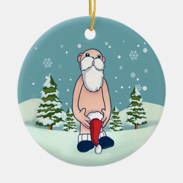 Naughty Santa Decorative Christmas Ceramic Tree Decoration (Front)