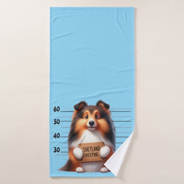 Naughty Shetland Sheepdog Bath Towel (Bath Towel)