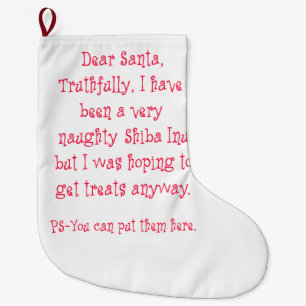 Naughty Shiba Inu Large Christmas Stocking