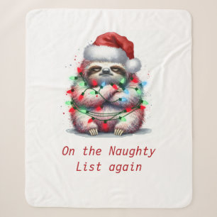 Naughty Sloth Custom words Sherpa Blanket