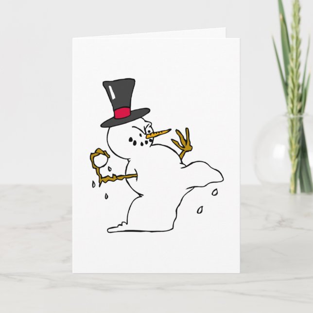 Naughty Snowman Winter Snowball Fight Holidays Holiday Card (Front)